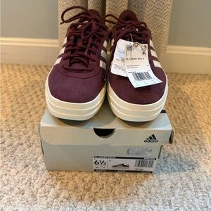 adidas Women's VL Court Bold Shoes in Burgundy and White